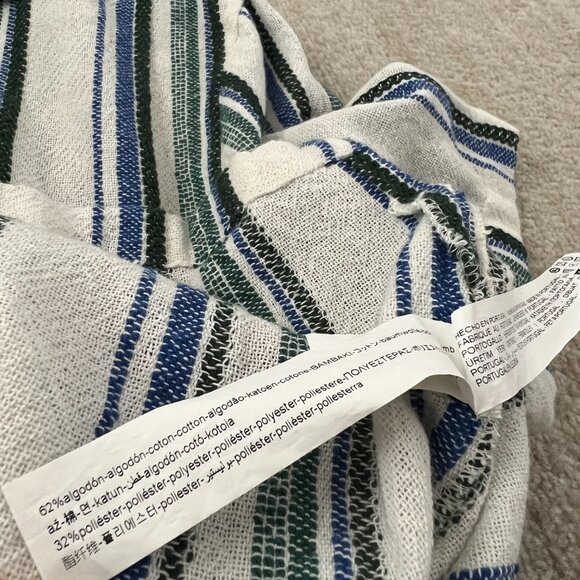 Zara Stripe Button Up Short Sleeve Cotton Shirt L Stripe - Picture 7 of 8